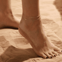 Gold/Silver Ankle Bracelets for Women,14K Gold Anklets for Women Waterproof Cuban Link Heart Beads Herringbone Rhinestone Anklets Set Layered Anklet Bracelets for Women Gold Jewelry Gift - Image 3