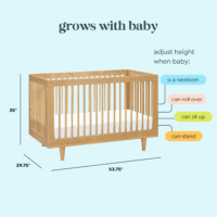 Marley 3-In-1 Convertible Baby Crib with Toddler Bed & Daybed Conversion, Durable & Easy to Assemble - GREENGUARD Gold Certified - with 4 Adjustable Mattress Heights - Honey - Image 3
