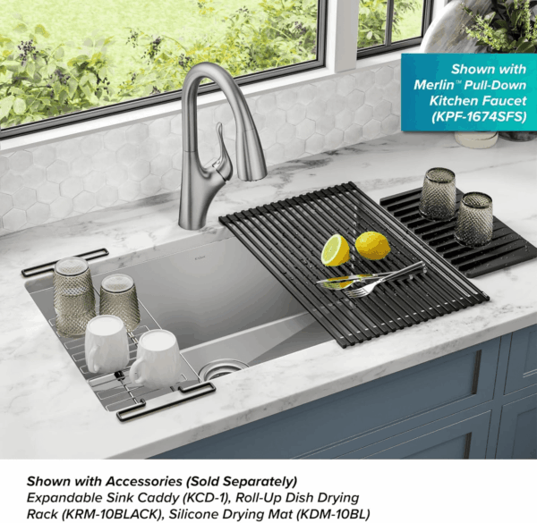 KHU100-32 Standart PRO 16 Gauge Undermount Single Bowl Stainless Steel Kitchen Sink, 32 Inch - Image 2