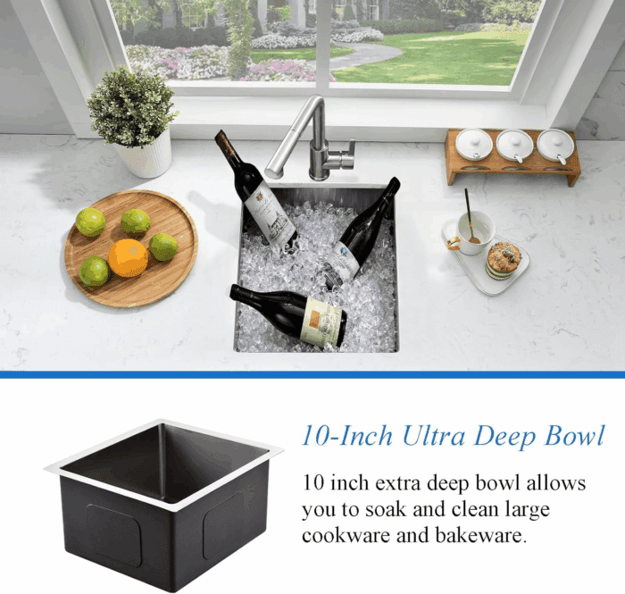 Undermount Bar Sink Stainless Steel- 13X15 Inch Small Kitchen Wet Bar Sink Stianless Steel 16 Gauge Deep Single Bowl Kitchen Sinks with Bottom Dish Grid&Strainer - Image 7