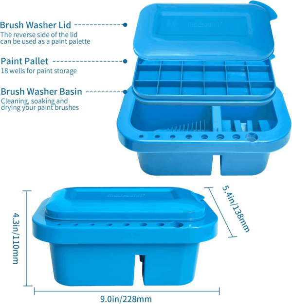 Paint Brush Cleaner, Paint Brush Holder and Organizers with Palette for Acrylic, Watercolor, and Water-Based Paints (Royal Blue) - Image 3