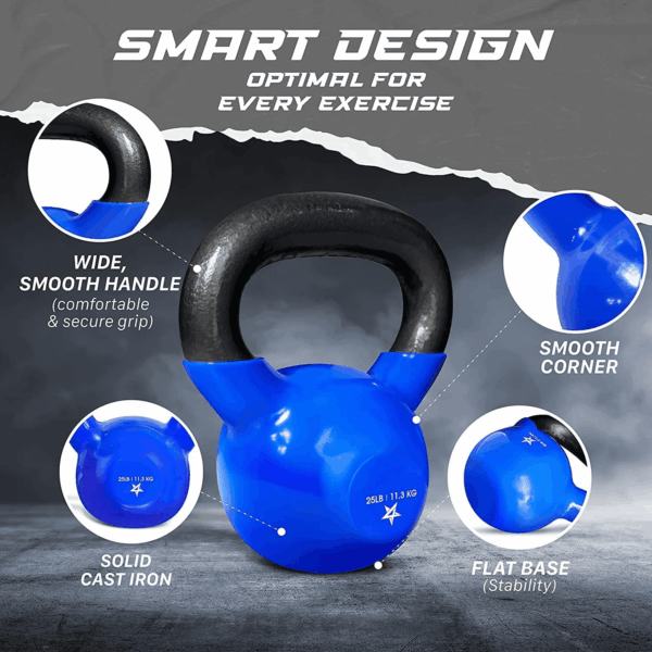 5-65Lbs Kettlebells Vinyl Coated Cast Iron for Dumbbell Weights Exercises, Gym, Fitness, Full Body Workout Equipment Push Up, Grip and Strength Training - Image 3
