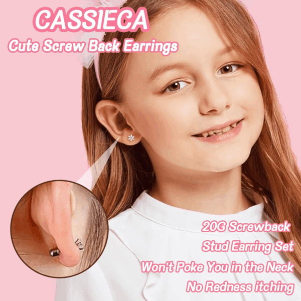 16 Pairs Hypoallergenic Screw Back Earrings for Women Girls 316L Stainless Steel CZ Pearl Ball Heart Flower Screwback Flat Back Stud Earrings Jewelry Gift Women Multicolored Pink - Image 2