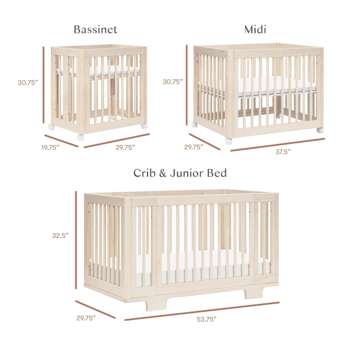 Yuzu 8-In-1 Convertible Crib - Conversion Kits Included for Bassinet, Midi Baby Crib Convertible to Toddler Bed, Daybed, Standard & Baby Bed - GREENGUARD Gold Certified - Adjustable Heights - Image 3