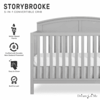 Storybrooke 5 in 1 Convertible Crib in Pebble Grey, JPMA & Greenguard Gold Certified, Built of Sustainable Pinewood, 3 Mattress Height Settings, Non-Toxic Water-Based Paint Finish - Image 3