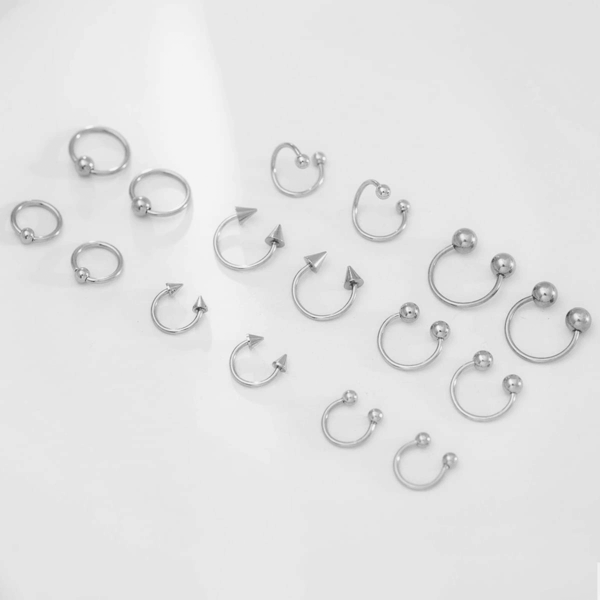 Piercing Kit 14G-16G Rainbow Surgical Steel Body Piercing Belly Button,Tongue, Eyebrow, Nipple, Lip, Nose, Chi Gauge - Image 5