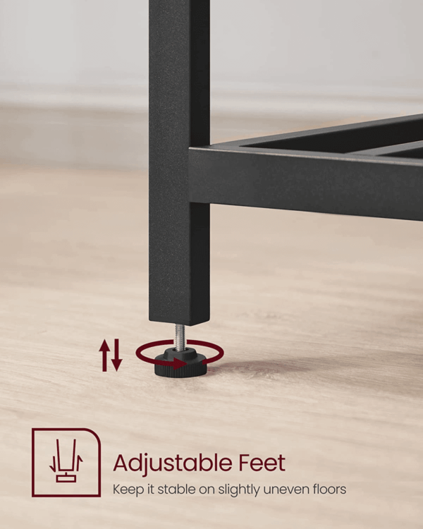 Kitchen Island with 3 Shelves, 47.2 Inches Width Kitchen Shelf with Large Worktop, Stable Steel Structure, Industrial, Easy to Assemble, Rustic Brown and Black UKKI01BX - Image 7