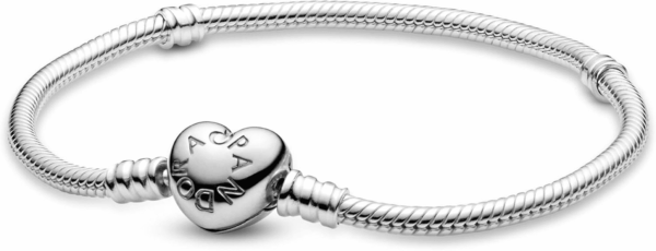 Moments Heart Clasp Snake Chain Bracelet - Compatible Moments Charms - Gift for Her - Sterling Silver - with Gift Box - Image 2