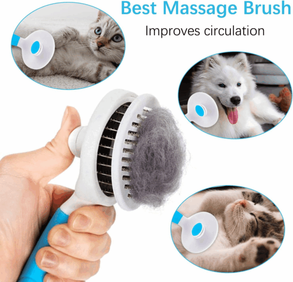 Cat Self Cleaning Slicker Brush, Pets Skin Friendly Grooming Brushes for Shedding Dogs Cats Hair Easy to Remove Loose Undercoat with Long or Short Hairs Pet Massage Tool All Hair Type - UPGRADED - Image 5