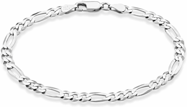 Solid 925 Sterling Silver Italian 5Mm Diamond-Cut Figaro Chain Bracelet for Women Men, Made in Italy
