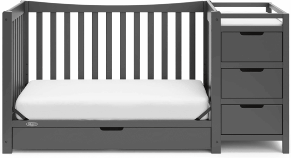 Remi 4-In-1 Convertible Crib & Changer with Drawer (Gray) – GREENGUARD Gold Certified, Crib and Changing -Table Combo, Includes Changing Pad, Converts to Toddler Bed, Daybed and Full-Size Bed - Image 10