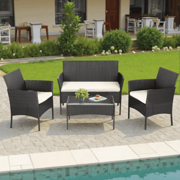 Patio Furniture Set 4 Pieces Outdoor Rattan Chair Wicker Sofa Garden Conversation Bistro Sets for Yard,Pool or Backyard - Image 7