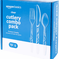 Disposable Clear Assorted Cutlery Set, Premium Quality, 192 Count, Large Combo Pack Forks, Spoon and Knives
