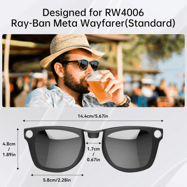 2Pcs Polarized Clip for Ray-Ban Meta Wayfarer Smart Glasses, Discoloration Clips for Ray-Ban Meta Wayfarer Standard RW4006 (Size M 50-22) Protect Your Eyes, Cool and Fashion (Silver, Blue) - Image 3