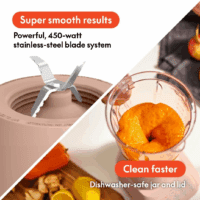 10 Speed Countertop Blender, Juicer & Smoothie Maker, Fits-Anywhere™ Kitchenware, Slim Flip & Store Design, Dishwasher Safe 48Oz Capacity Pitcher & Lid, Stainless Steel Blade, 450 Watt, Blossom - Image 4