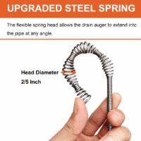 Drain Auger, Clog Remover with Drill Adapter, 25 Feet Flexible Plumbing Snake Use Manually or Powered for Kitchen,Bathrom and Shower Sink, Comes with Gloves (Orange) - Image 5