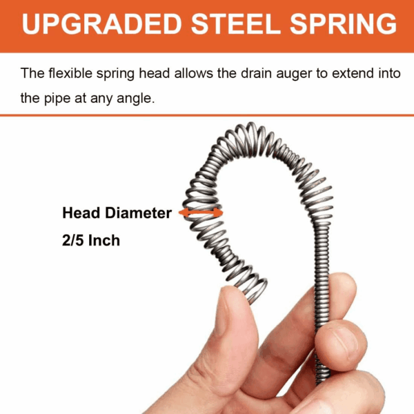 Drain Auger, Clog Remover with Drill Adapter, 25 Feet Flexible Plumbing Snake Use Manually or Powered for Kitchen,Bathrom and Shower Sink, Comes with Gloves (Orange) - Image 5
