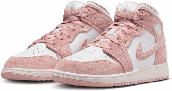 Air Jordan 1 Mid SE Big Kids' Shoes (FN7432-161, White/Sail/Legend Pink) Size 3.5 - Image 2