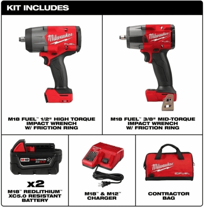 Tool 3010-22 M18 FUEL 1/2" HTIW & 3/8" MTIW Automotive Combo Kit - Image 2