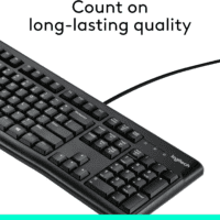 K120 Wired Keyboard for Windows, Plug and Play, Full-Size, Spill-Resistant, Curved Space Bar, Compatible with PC, Laptop - Black - Image 3