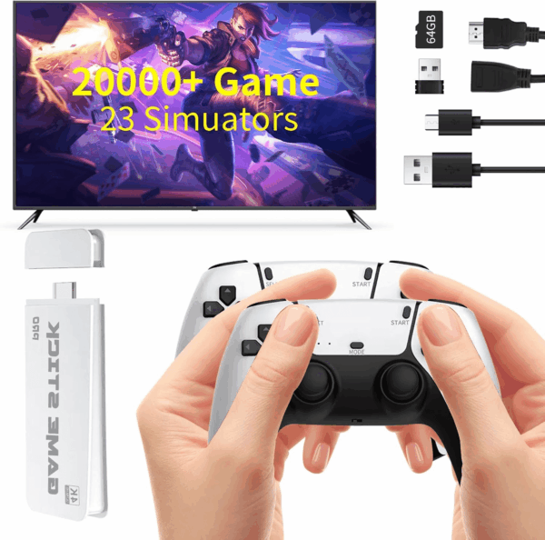 Wireless Retro Handheld Game Console, Built-In 20,000+ Plug-And-Play Retro Video Games, with 23 Classic Simulators, 4K HD HDMI Output and Dual 2.4G Wireless Controller for Easter Gift