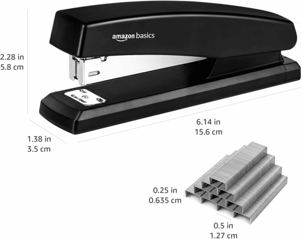 Stapler with 1000 Staples, Office Stapler, 25 Sheet Capacity, Non-Slip, Black - Image 3