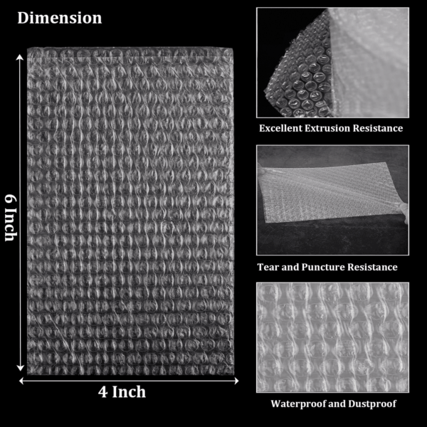 Bubble Cushion Wrap Pouches,  4X6 Inches Bubble Out Bag, Double Walled Cushioning Bags Thickening Shockproof Foam Bags for Shipping, Storage, and Moving - 50Pcs - Image 2