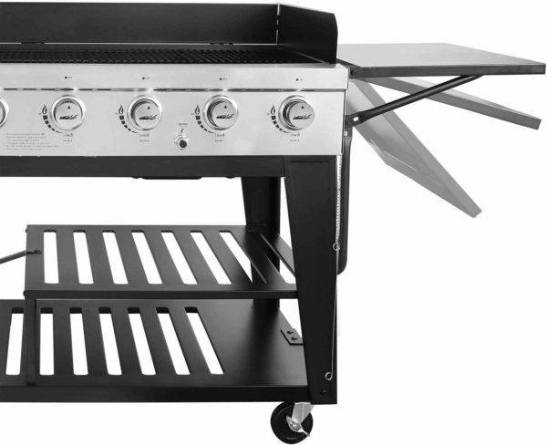 8-Burner Gas Grill, 104,000 BTU Liquid Propane Grill, Independently Controlled Dual Systems, Outdoor Party or Backyard BBQ, Black - Image 2