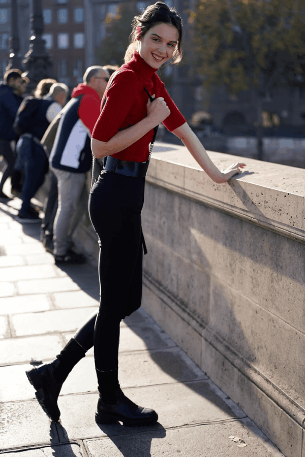 Women Turtleneck 1/2 Half Sleeve Highly Stretchy Ribbed Knit Fitted Sweater - Image 6
