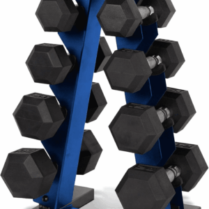 150 LB Coated Hex Dumbbell Weight Set with Vertical Rack | Multiple Options