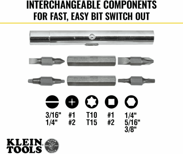 32500 11-In-1 Screwdriver / Nut Driver Set, 8 Bits (Phillips, Slotted, Torx, Square), 3 Nut Driver Sizes, Cushion Grip Handle - Image 2