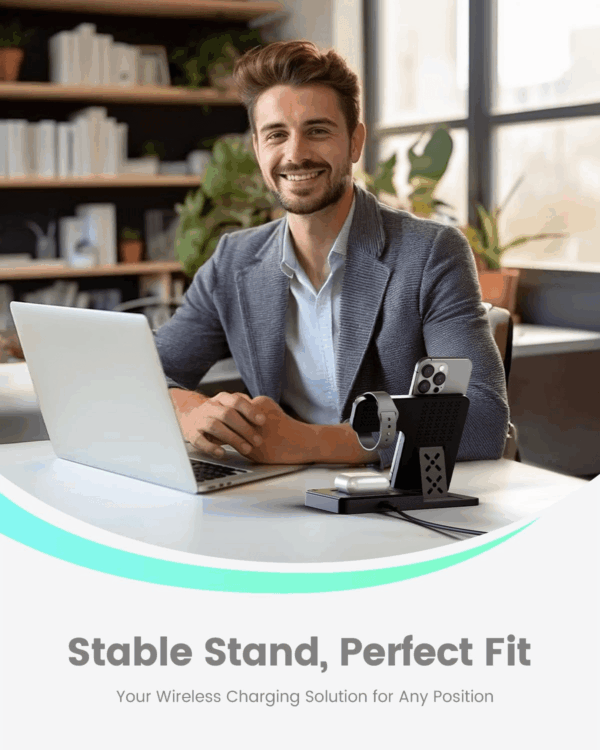 Wireless Charger Iphone Charging Station: 3 in 1 Charger Stand Multiple Devices for Apple - Iphone 16E 16 15 14 Pro Max 13 12 11 - Watch 10 9 8 7 6 5 4 3 2 SE and Ultra Series - Airpods 4 3 2 Pro - Image 8