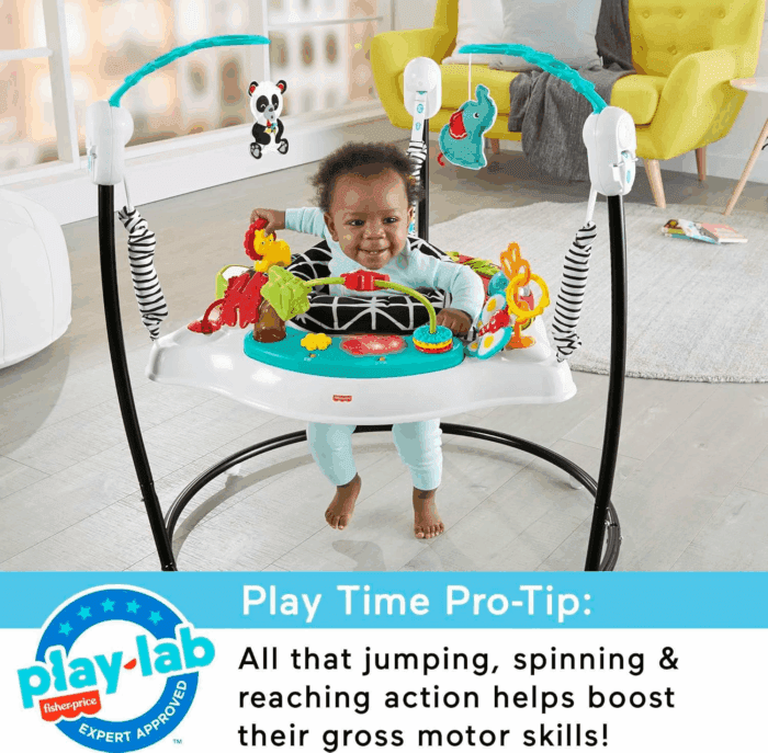 Baby Bouncer Pink Petals Jumperoo Musical Activity Center with Lights Sounds & Developmental Toys - Image 5