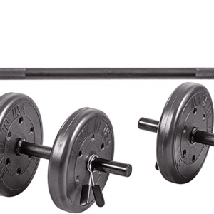 105 Pound Barbell Weight Set for Home Gym| Adjustable Weight Set with Two Dumbbell Bars and Full 6 Ft Bar, Black