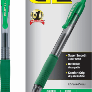 , G2 Premium Gel Roller Pens, Fine Point 0.7 Mm, Green, Pack of 12