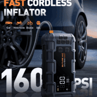 10-In-1 Portable Car Battery Jump Starter with Air Compressor 8000A 160PSI 45W Charger, Jump Starter Jump Box (All Gas 14L Diesel), Car Battery Jumper Starter Portable Jumper Cables, Gloves, Lights - Image 3