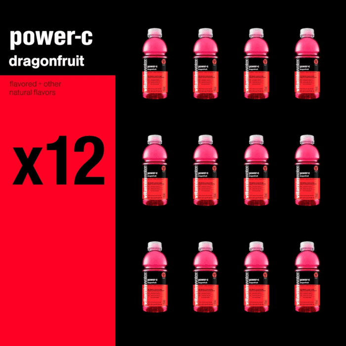 Vitaminwater Power-C Electrolyte Enhanced Water W/Vitamins, Dragonfruit Drinks, 20 Fl Oz, 12 Pack - Image 5