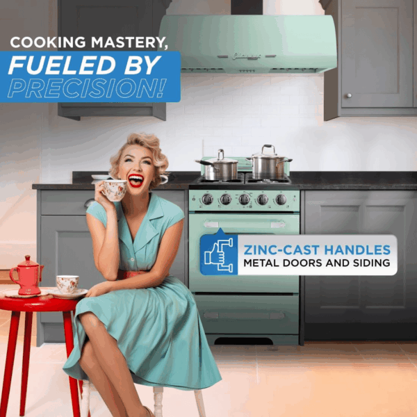 UGP-24CR LG Classic Retro Freestanding Gas Convection Oven Light, Range with 4 Burners, 24", Summer Mint Green - Image 7