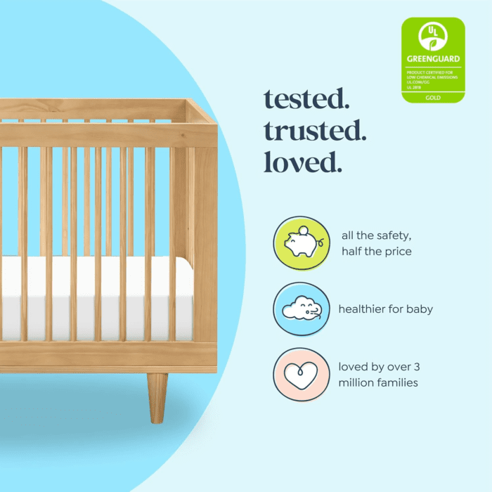 Marley 3-In-1 Convertible Baby Crib with Toddler Bed & Daybed Conversion, Durable & Easy to Assemble - GREENGUARD Gold Certified - with 4 Adjustable Mattress Heights - Honey - Image 5
