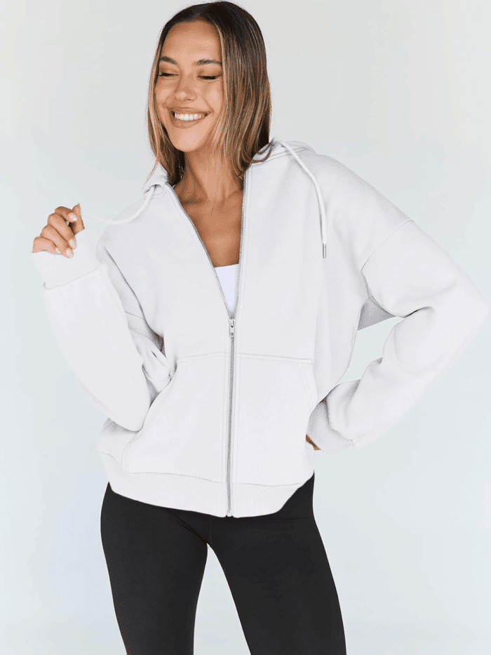 Womens Zip up Hoodies Oversized Sweatshirts Fall Fashion Outfits Casual Jackets 2025 Winter Clothes - Image 2
