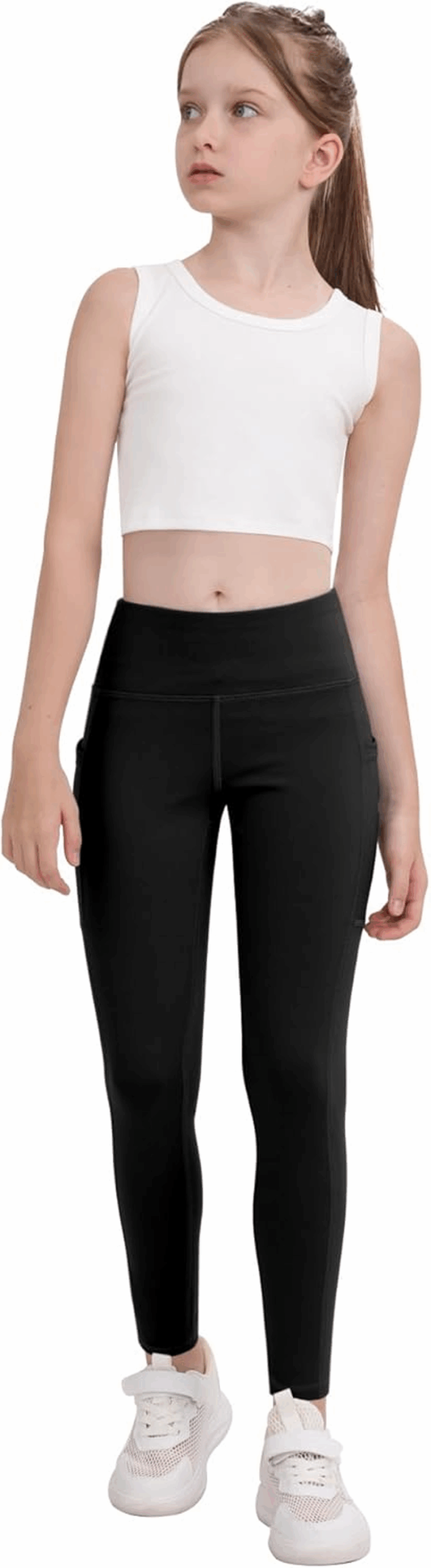 Girls' Athletic Leggings with Pockets, 5 Packs Kids Teen Dance Yoga Workout Running Pants for 5-15 Years - Image 3