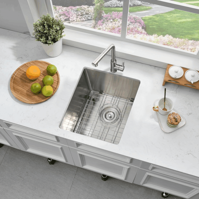 Undermount Bar Sink Stainless Steel- 13X15 Inch Small Kitchen Wet Bar Sink Stianless Steel 16 Gauge Deep Single Bowl Kitchen Sinks with Bottom Dish Grid&Strainer - Image 2
