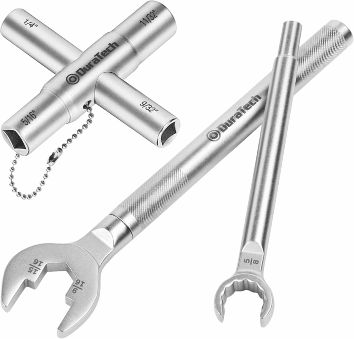 3-In-1 Plumber Wrench & 4 Way Sillcock Key, 2-Pack, for Valve, Faucet Nuts, and Spigots