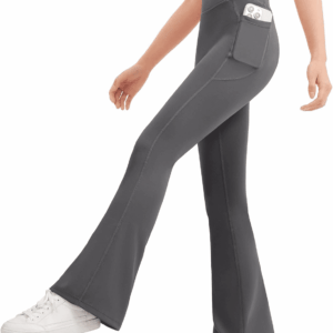 Girls Flare Leggings Kids Bell Bottom Cross High Waisted Dance Yoga Flared Pants