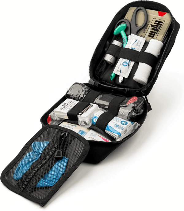 Premium IFAK Kit Trauma Pack | HSA/FSA Approved | Fully Stocked MOLLE Pouch W/Cat Tourniquet, Hyfin Chest Seal, & Israeli Bandage | Trauma Kit for Gunshot, Bleeding, Major Wound Care (Black) - Image 2
