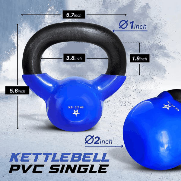 5-65Lbs Kettlebells Vinyl Coated Cast Iron for Dumbbell Weights Exercises, Gym, Fitness, Full Body Workout Equipment Push Up, Grip and Strength Training - Image 2