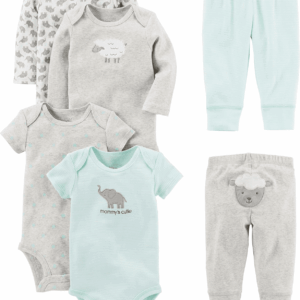 Unisex-Baby 6-Piece Bodysuits (Short and Long Sleeve) and Pants Set