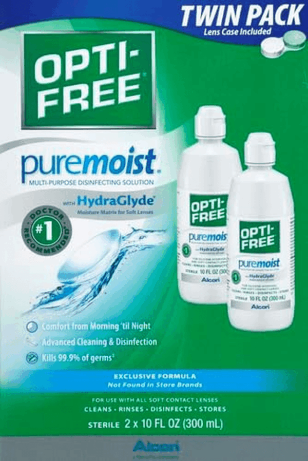 Puremoist Multi-Purpose Contact Lens Cleaning and Disinfecting Solution with Lens Case, 20 Fl Oz (Pack of 2- 10Oz Bottles) - Image 2