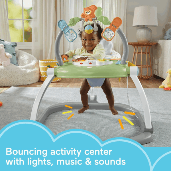 Baby Bouncer Spacesaver Jumperoo Activity Center with Lights Sounds and Folding Frame, Sweet Snugapuppy - Image 3