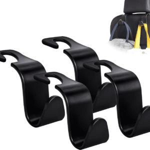 Car Seat Headrest Hook 4 Pack Hanger Storage Organizer Universal for Handbag Purse Coat Fit Universal Vehicle Car Black S Type